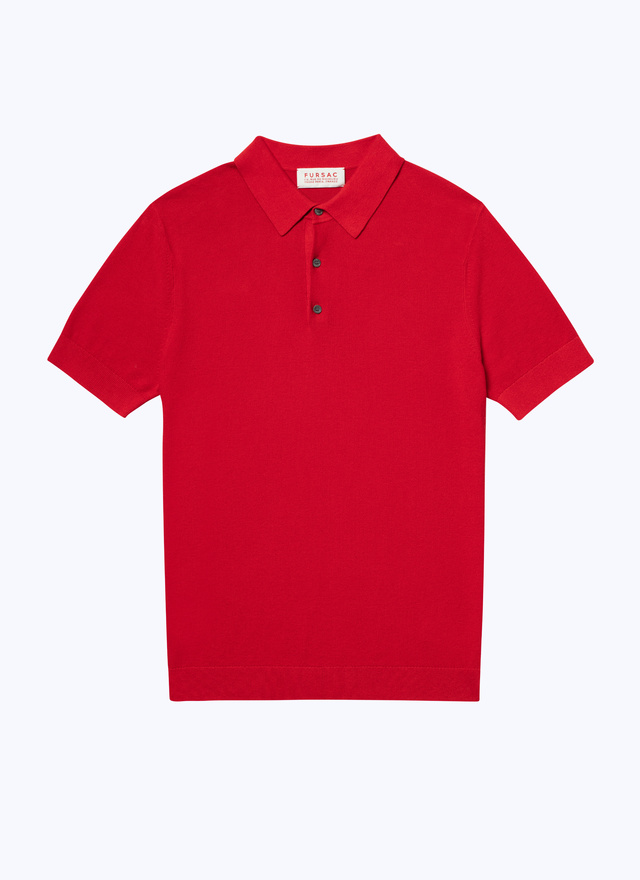 Men's red, bordeaux cotton and cashmere polo shirt Fursac - A2PIRO-NA01-79
