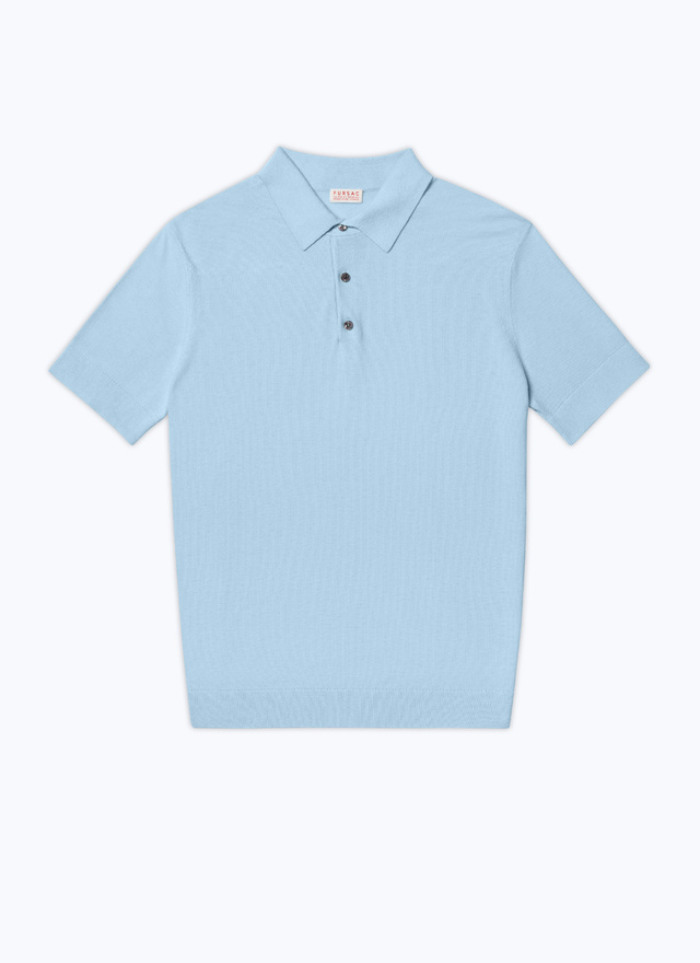 Men's blue, navy blue cotton and cashmere polo shirt Fursac - A2PIRO-NA01-D001