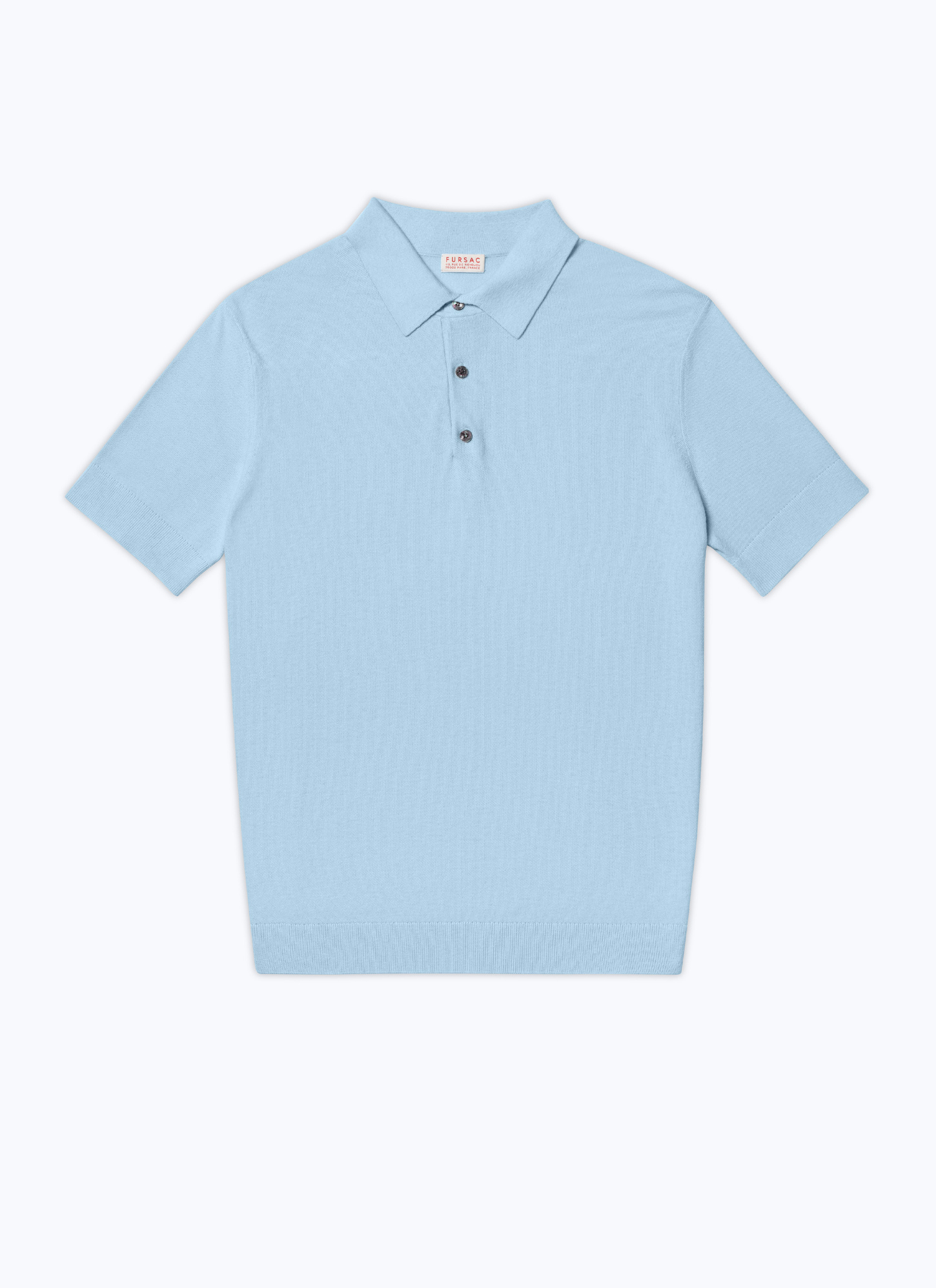 Sky Blue Cashmere Polo Shirt for Men - Fursac - A2PIRO-NA01-D001