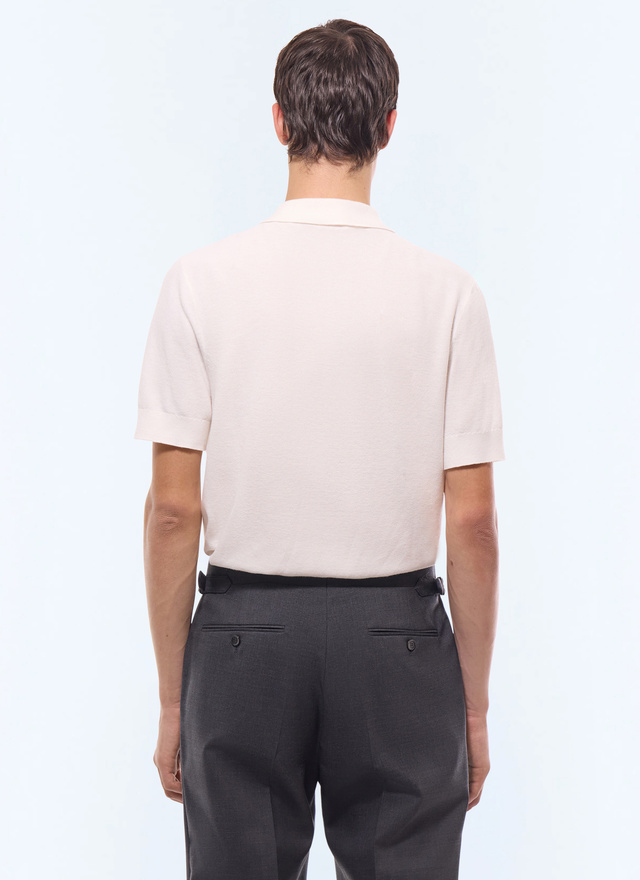 Men's cotton, cashmere and wool moss stitch polo shirt Fursac - A2PIRO-JA20-A002