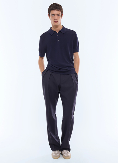 Men's navy blue polo shirt Fursac - A2PIRO-JA20-D030