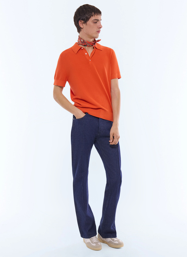 Men's orange polo shirt Fursac - A2PIRO-JA20-E014