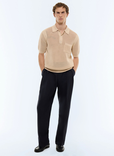 Men's beige polo shirt Fursac - A2JOCO-JA11-A006