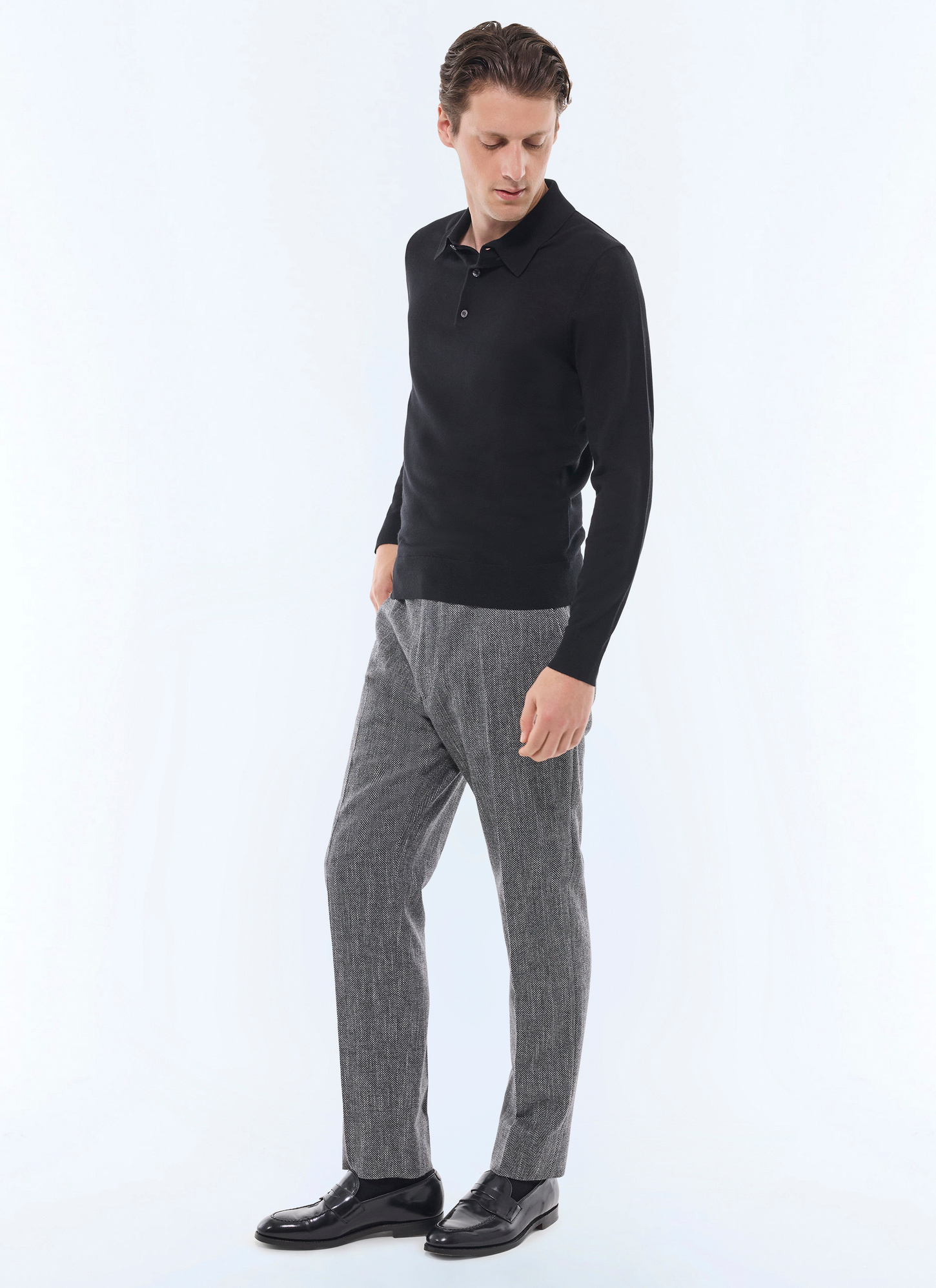 Men's black polo shirt Fursac - A2RILO-MA03-20