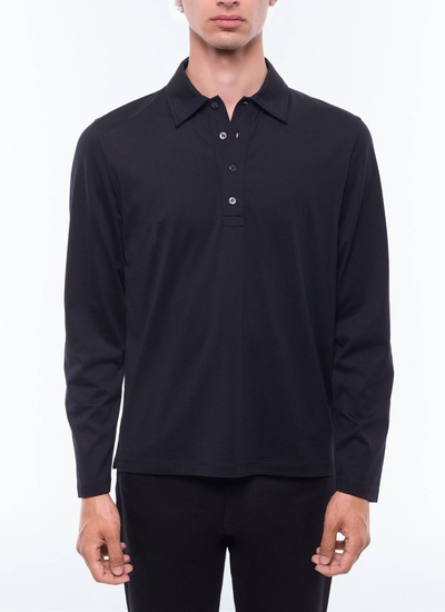 Men's polo shirt black mercerized cotton jersey Fursac - J2EPOL-EJ11-B020
