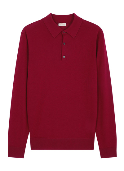 Men's polo shirt burgundy certified merino wool Fursac - A2RILO-MA03-C014