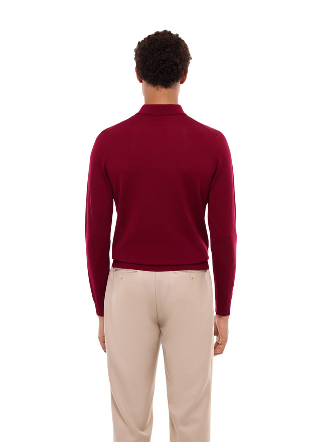 Men's polo shirt burgundy certified merino wool Fursac - A2RILO-MA03-C014