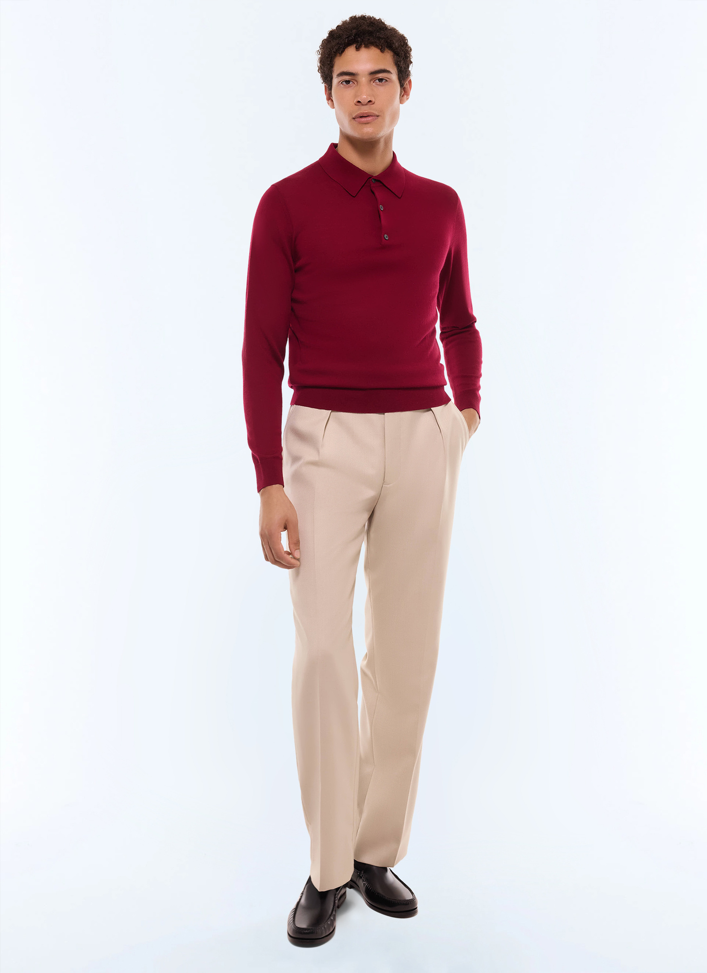 Men's burgundy polo shirt Fursac - A2RILO-MA03-C014