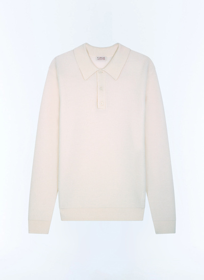Men's white, ecru main fabric: 100% woollining: none polo shirt Fursac - A2LPOL-AA19-A002