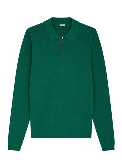 Men's emerald green polo shirt Fursac - A2FOLO-FA10-H009