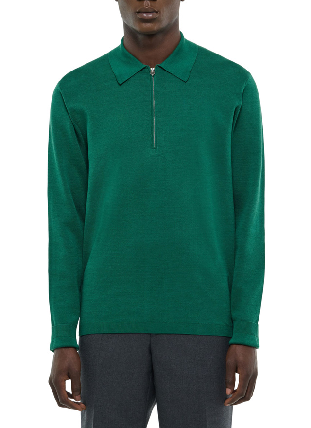 Men's polo shirt emerald green certified mercerized cotton Fursac - A2FOLO-FA10-H009
