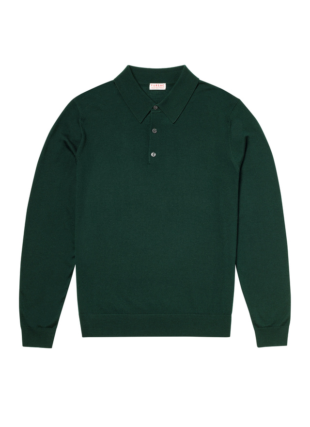 Men's forest green polo shirt Fursac - A2RILO-MA03-H014