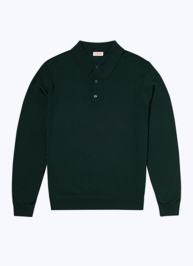 Men's green merino wool polo shirt Fursac - A2RILO-MA03-H014