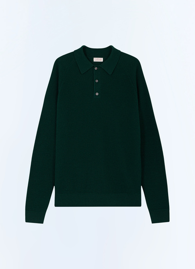 Men's green certified wool polo shirt Fursac - A2AIRO-AA19-H014