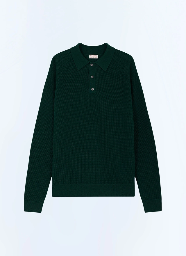 Men's green certified wool polo shirt Fursac - A2AIRO-AA19-H014