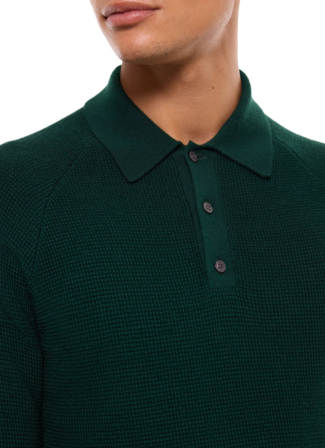 Men's green certified wool polo shirt Fursac - A2AIRO-AA19-H014