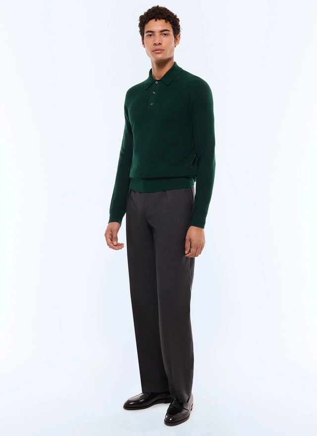 Men's green forest polo shirt Fursac - A2AIRO-AA19-H014