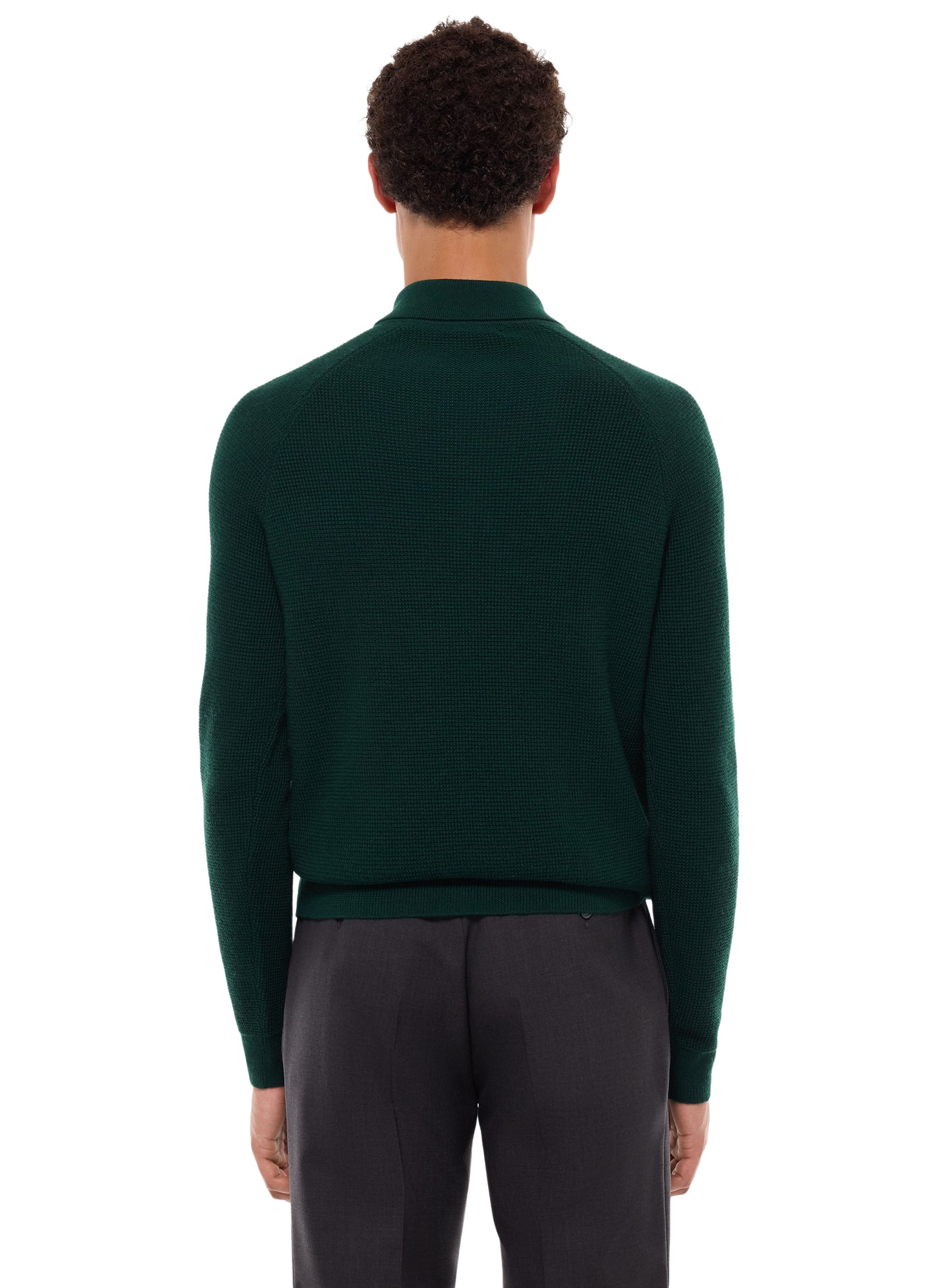 Men's polo shirt green forest certified wool Fursac - A2AIRO-AA19-H014
