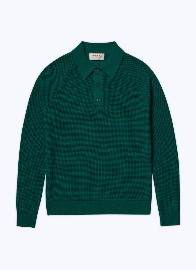Men's green merino wool polo shirt Fursac - 22HA2AIRO-AA19/43