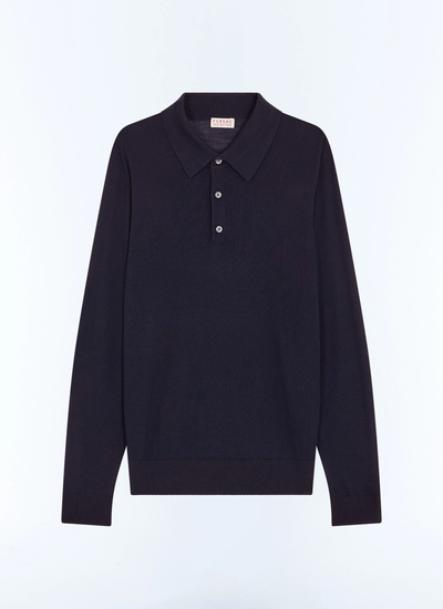 Men's blue, navy blue main fabric: 100% woollining: none polo shirt Fursac - A2RILO-LA01-D030