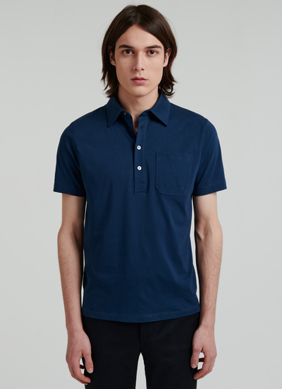 Men's polo shirt navy blue cotton jersey Fursac - 22EJ2VLUM-VJ04/32