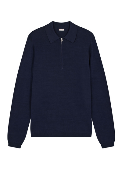 Men's navy blue polo shirt Fursac - A2FOLO-FA10-D030