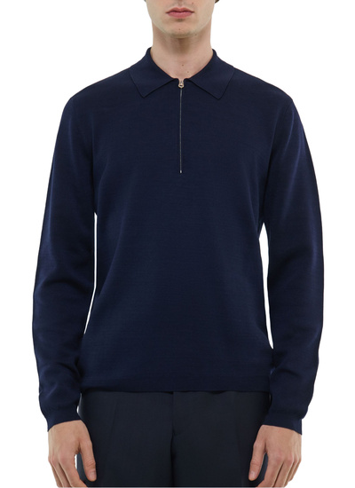 Men's polo shirt navy blue certified mercerized cotton Fursac - A2FOLO-FA10-D030