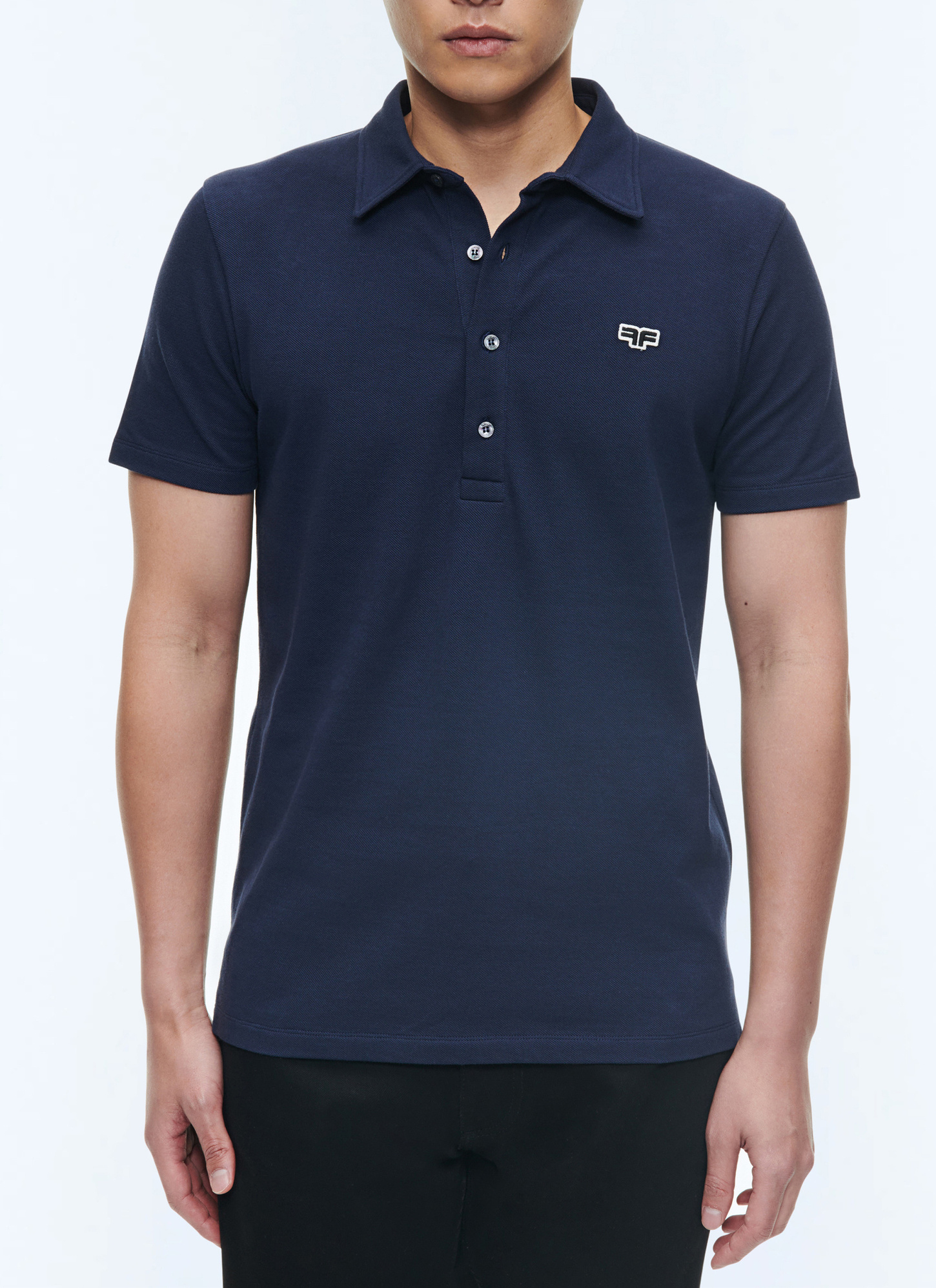 Men's polo shirt navy blue organic cotton piqué Fursac - J2DLUM-DJ22-D030