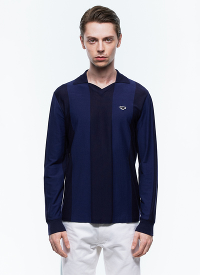 Men's polo shirt navy blue blended cotton jersey Fursac - J2ENZO-EJ02-D030