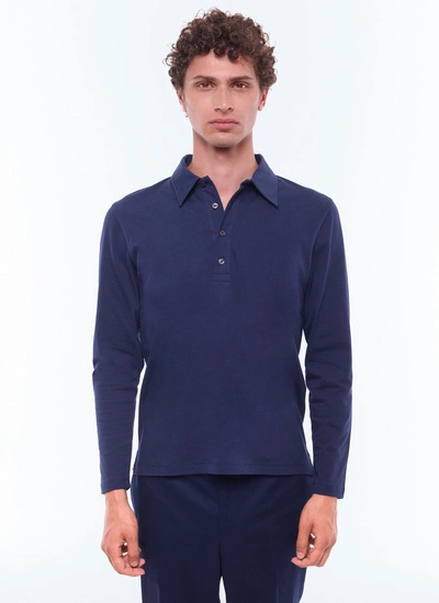 Navy blue polo dress shirt on sale