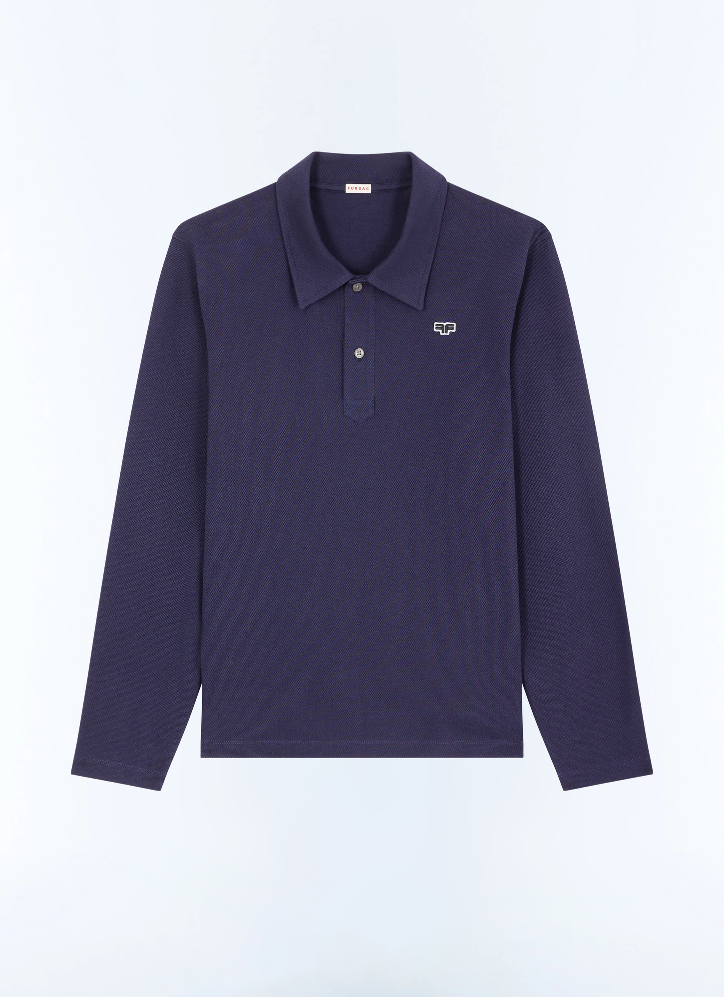 Men's blue, navy blue organic piqué cotton polo shirt Fursac - J2GPOL-FJ22-D030