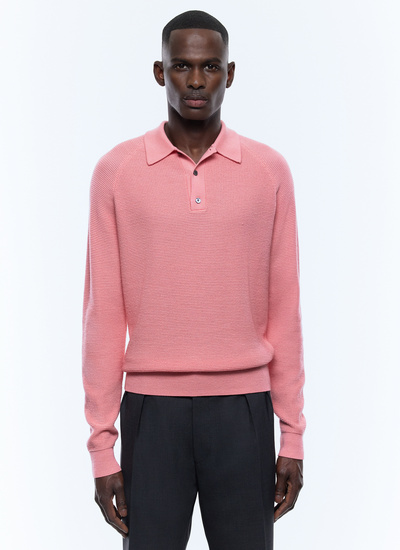 Men's polo shirt pink certified wool Fursac - A2AIRO-AA19-F006