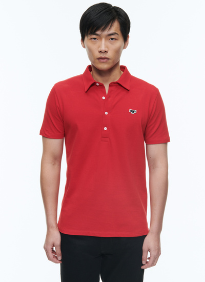 Men's polo shirt red organic cotton piqué Fursac - J2DLUM-DJ22-C003