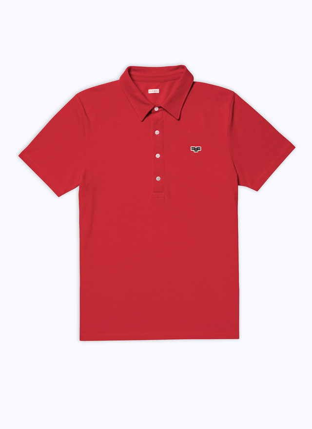 Men's red, bordeaux organic cotton piqué polo shirt Fursac - J2DLUM-DJ22-C003