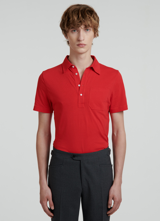 Men's polo shirt red cotton jersey Fursac - J2VLUM-VJ04-71