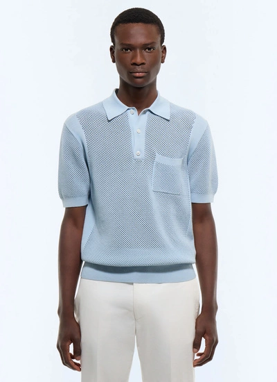 Men's polo shirt sky blue organic cotton Fursac - A2JOCO-JA11-D039