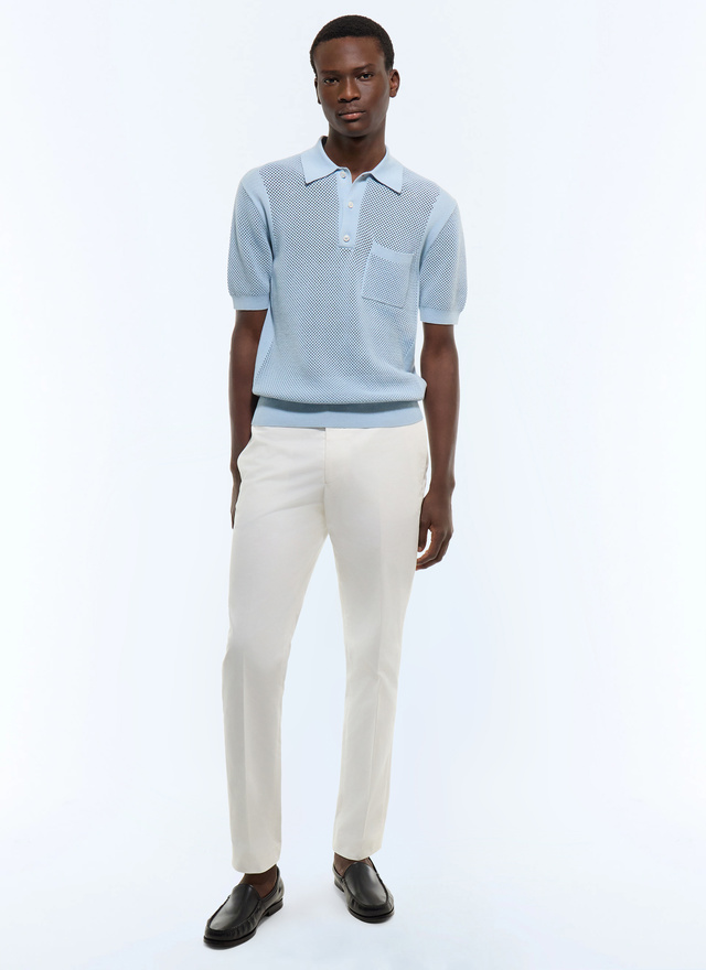 Men's sky blue polo shirt Fursac - A2JOCO-JA11-D039