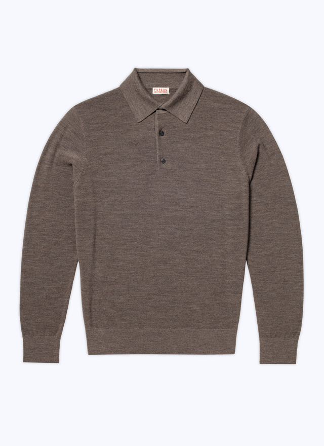 Men's grey wool polo shirt Fursac - A2CWIG-CA25-B010