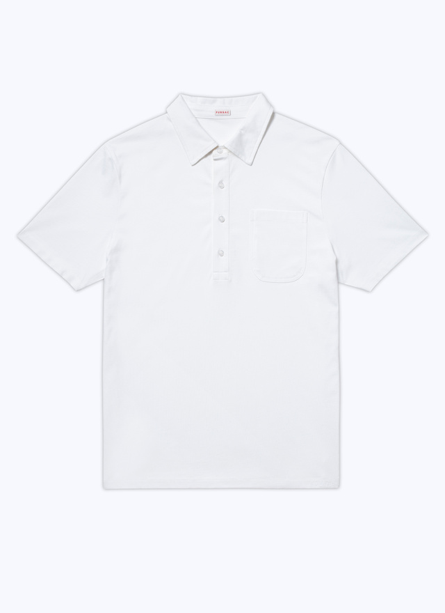 Men's white, ecru cotton jersey polo shirt Fursac - 23EJ2VLUM-BJ19/01