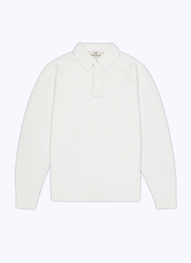 Men's white, ecru cotton polo shirt Fursac - A2TWIG-TA14-01