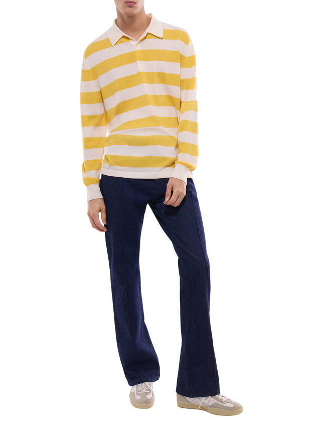 Men's white and yellow stripes polo shirt Fursac - A2GUBY-GA13-E005