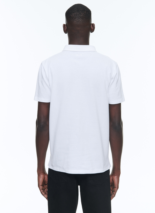 Men's white, ecru organic cotton piqué polo shirt Fursac - J2DLUM-DJ22-A001