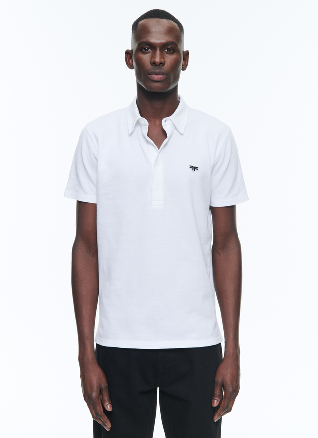 Men's polo shirt white organic cotton piqué Fursac - J2DLUM-DJ22-A001