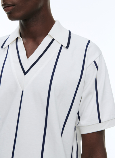 Men's polo shirt white organic cotton jersey Fursac - J2BOVE-BJ07-01