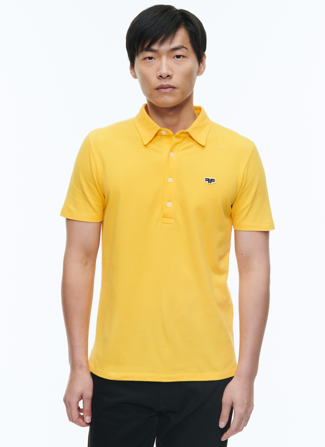 Men's polo shirt yellow organic cotton piqué Fursac - J2DLUM-DJ22-E005