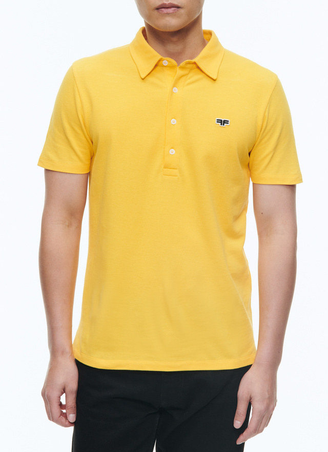 Men's polo shirt yellow organic cotton piqué Fursac - J2DLUM-DJ22-E005