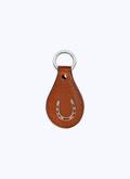 Porte-clés en cuir marron avec motif fer à cheval - B3VCLE-VB04-12