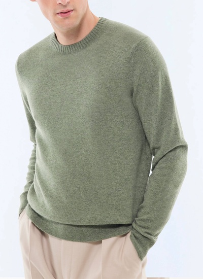 Pull homme vert sauge cachemire certifié Fursac - A2GOUR-CA27-H013