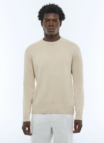 Pull homme beige laine et coton certifié Fursac - A2ETLA-FA08-A006