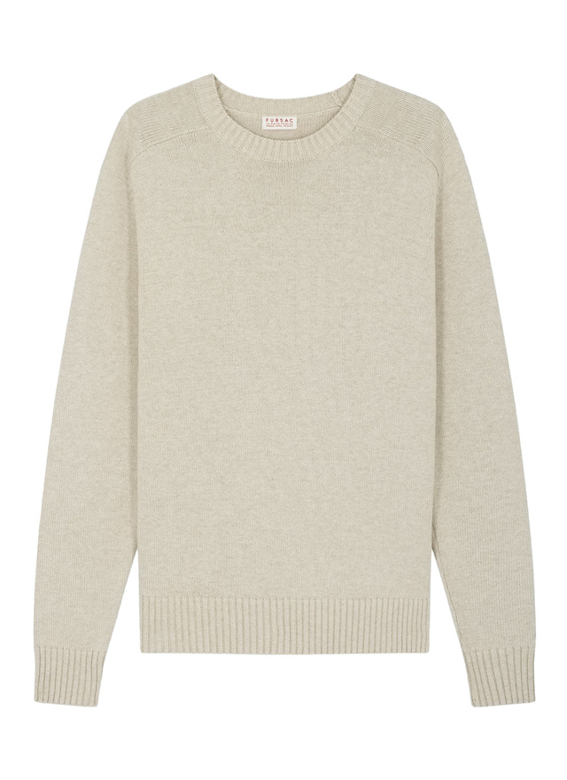 Pull beige homme laine et coton certifié Fursac - A2ETLA-FA08-A006